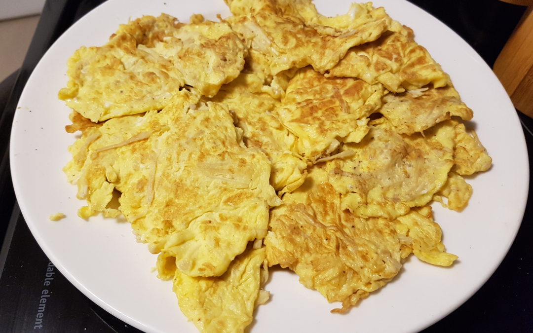 Fried Eggs with Enoki Mushrooms