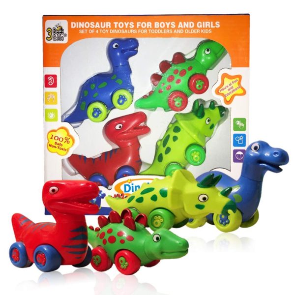 3 Bees & Me Dinosaur Toys for Boys and Girls - Set of 4 Toy Dinosaurs for Kids