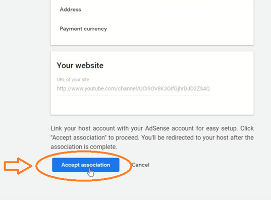 Google AdSense- Accept Association to YouTube