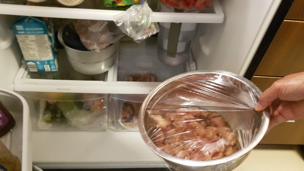 Marinade chicken in the fridge for 1 hour or overnight