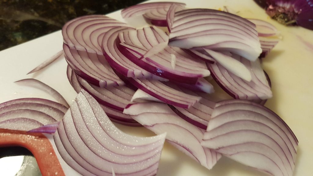 Julienne red onion